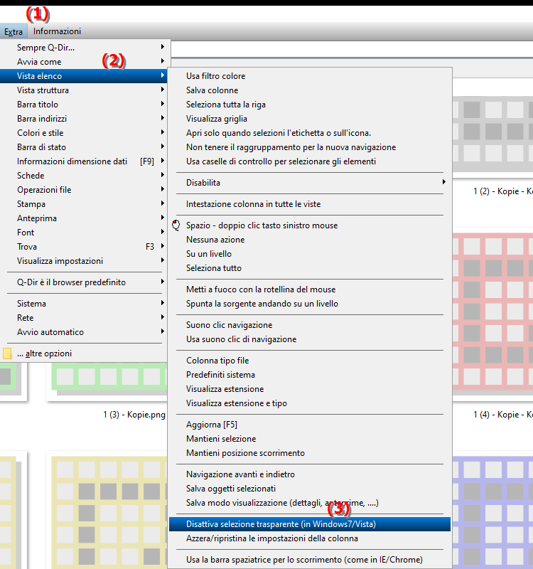 Come disabilito la selezione trasparente in Esplora file